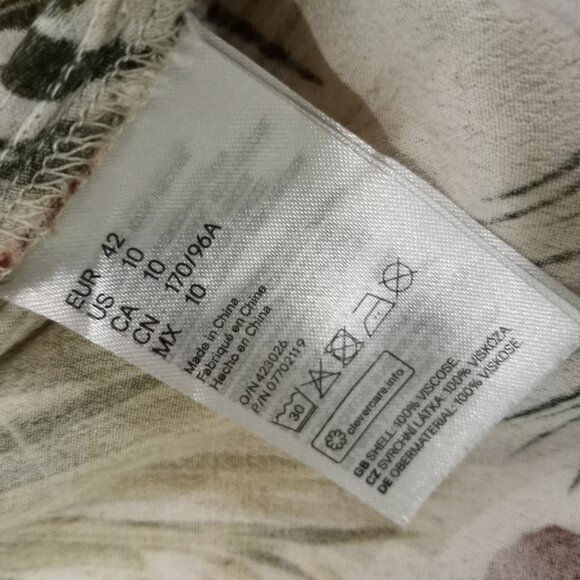 H&M FLORAL LONG SLEEVE SUMMER MINI DRESS WITH ELASTICATED WAIST SIZE 10 - Picture 2 of 9